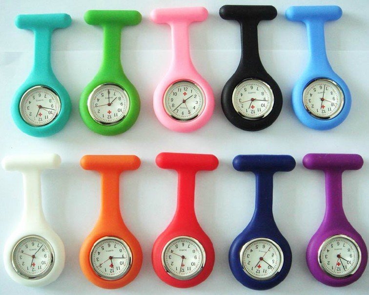 Hot Sale Silicone Nurse Brooch Watch,Jelly Quartz Watch,Nurse Pocket Watch,12 Colors Available,Free Shipping(China (Mainland))