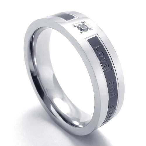 ... Men's Titanium 316L Stainless Steel Rhinestone Ring Purity Promise