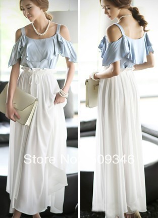 Ruffle Dress on Shipping Fashion Women Ladies Chiffon Floral Maxi Long Beach Dresses