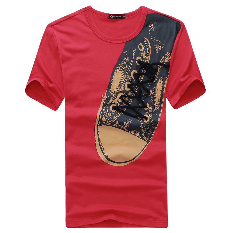 Wholesale&retail Promotion Free shipping Men's Shoes printing short Sleeve T shirt Cheap feather print O-neck T-shirt X16(China (Mainland))