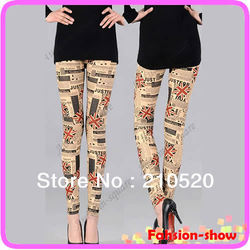 2013 Fashion UK Flag Legging Ladies Newspaper Pattern Printing Women Stretchy Tight Pants Free Shipping(China (Mainland))