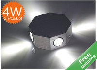 LED Wall Indoor Light+4W+Aluminum finished+AC85-364V +2pcs/Lot + Free shipping