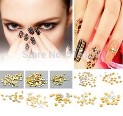 (MIn Order 3 Lots) Free Shipping 1000pcs/lots Gold Plated Metallic Nail Art Decoration Studs Tips(China (Mainland))