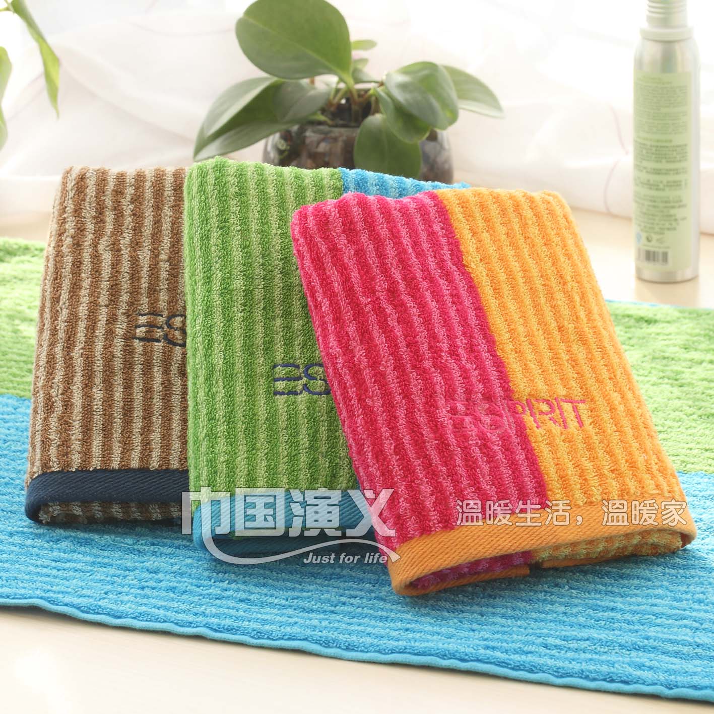 Candy color stripe beautiful 100% cotton towel soft antibiotic type high quality new arrival(China (Mainland))