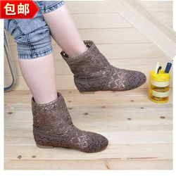 Spring and summer sexy crotch boots cutout short boots with a single hole shoes cool boots net boots plus size boots(China (Mainland))