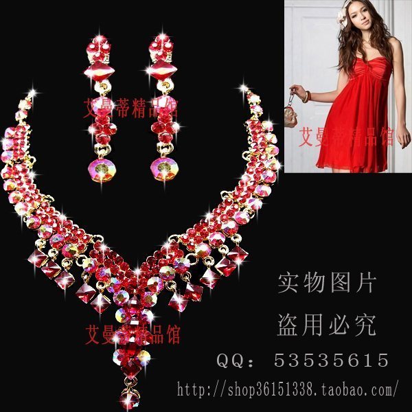 Super large crystal - bridal necklace bride chain sets the bride accessories(China (Mainland))