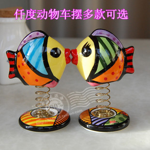 Colored drawing ceramic cartoon animal car decoration auto supplies car accessories(China (Mainland))
