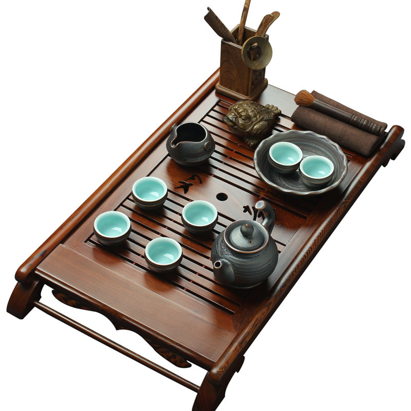 Chicken wing wood tea tray ferroxyl glaze ceramic tea set kung fu tea cup teapot