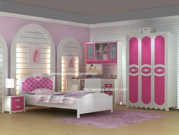 Queen Bedroom Furniture Sets on Girls Pink Bedroom Set Twin Or Queen Bed With Wardrobe And Study Desk