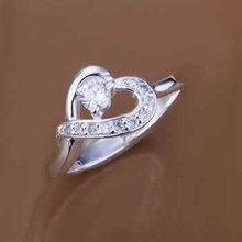 R150 Size 7,8 925 silver ring, 925 silver fashion jewelry, inlaid stone love rings