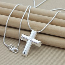 P126-1  Free shipping,wholesale  cross 925 silver necklaces high quality,fashion/classic jewelry, Men Women Chains