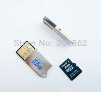 Silver Armor Style USB 2.0 Micro SD SDHC T-Flash TF Mini Trans Flash Mobile Phone Memory Card Reader Adapter