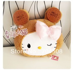 KT50 Hello Kitty Plush Square Cushion Throw Pillow Brown Car Cushion Pillow 1pc(China (Mainland))