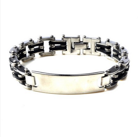 (Min.order is $10) UNIQUE Men's Silver Stainless Steel Plain ID Bracelet Link Bangle Band NEW [B321*5](China (Mainland))