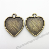 100pcs Vintage Charms Heart  Pendant Antique bronze Fit Bracelets Necklace DIY Metal Jewelry Making
