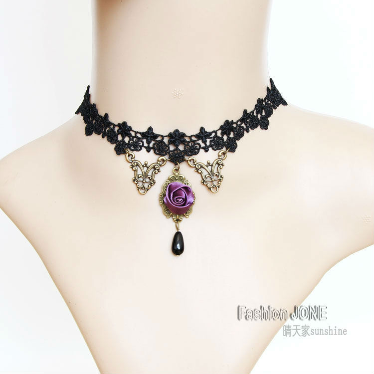handmade original goth black lace short necklace handmade original goth black lace short necklace