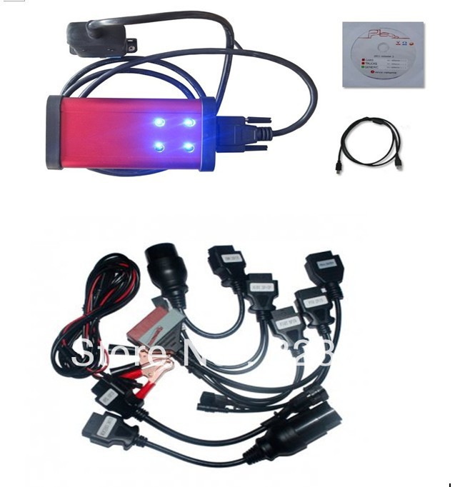 2013.01 version LED OBD CONNECTOR red NEW autoco TCS CDP PLUS com on CD Quality A 8 cables for cars(China (Mainland))