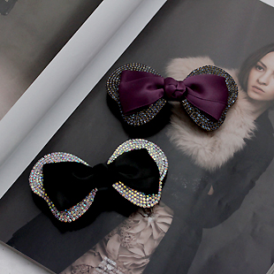 Store counter excellent full rhinestone bow hairpin f45(China (Mainland))