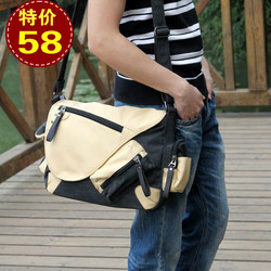 2013 freeshipping and low cost authentic aslant tide han edition recreation bag man inclined shoulder bag, student bag(China (Mainland))