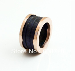 Italian Most Renowned Best.ZERO Ring,Precious Blue Marble Ring In 18K Rose Gold Plated,Finest 4-Band Ring For Mother's Day Gift(China (Mainland))