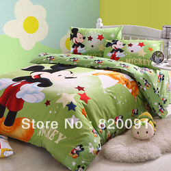 Cool Likesome Mickey Mouse Bedding Set Duvet Cover Set for Kids Boys or Girls 3 or 4 Piece Twin/Full/Queen/King Size, Cotton(China (Mainland))