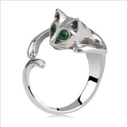 Korean pop flash drilling cat ring kittens ring opening ring china jewelry fashion jewelry, free shipping.(China (Mainland))