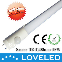 Free Fedex (40pcs/lot) PIR Motion Sensor T8 LED Tube Light 1200mm 18W White 1700lm 85-265V 168pcs SMD3014(China (Mainland))