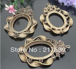 ZAKKA 66*45mm Pendant Necklace base Setting/antique bronze pendant cabochon,base cameo settings Inner:27*36mm~~(China (Mainland))