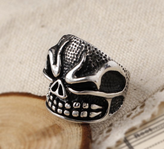 shipping men's jewelry gothic biker skeleton cool skull party ring ...