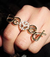 (Min. Order is $10 ! Mixed Order)Free Shipping !Fashion peace symbol double golden ring.Wholesale !
