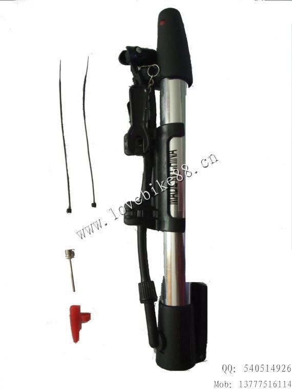 Free shipping Portable aluminum alloy bicycle pump with frame silver(China (Mainland))