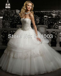 New Designer Best Sale Full Beaded Bodice Ball Gown Wedding Dress Free Shipping Wholesale/Retail(China (Mainland))