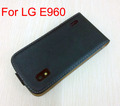 10pcs Flip Leather Case Cover for LG E960 high quality black white pink three colors Free Shipping