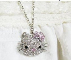 Free shipping cheapest High Quality 16 gb Hello Kitty Crystal Jewelry diamond USB Flash Memory Drive disk stick Necklace(China (Mainland))