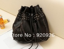 Chic Metallic Skull Head Synthetic Leather Bucket Haversack Handbag Shoulder Bag ABG038