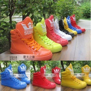 2013 Fluorescent shoes bright face big tongue high-top shoes high boots high waist special shoes shoes non-mainstream plate(China (Mainland))