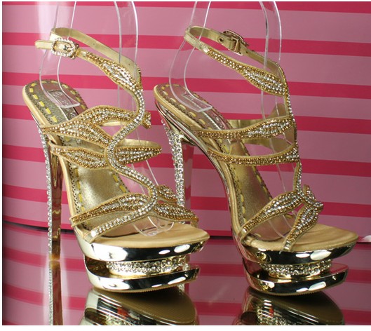 Unique Design!2014 T-stage Catwalk Show Belt Thick Heel High-heeled