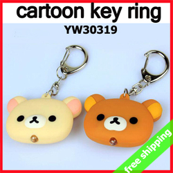 FREE SHIPPING key ring Cartoon car chain led light Rilakkuma promotion fashion valentine gift travel 20pcs/lot say hi YW 30319(China (Mainland))