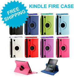 360 Degree Rotating Leather Amazon Kindle Fire HD 7" Cover Case Free Shipping 501104(China (Mainland))