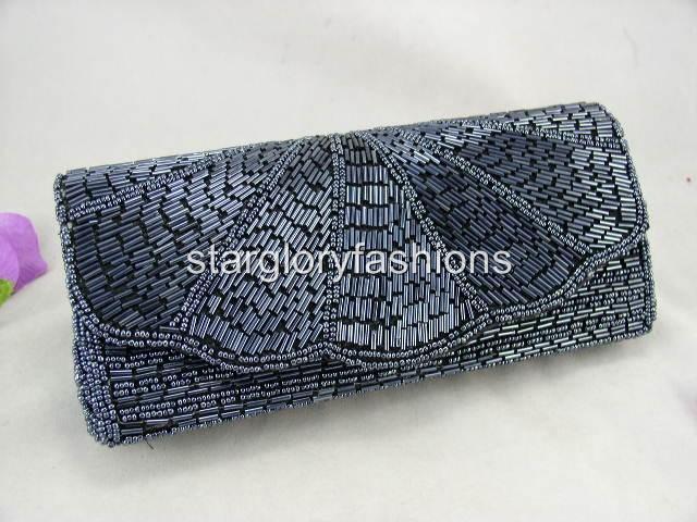 FREE S H Fully Beaded Purse Clutch Shell Designer Flap 3 Uses