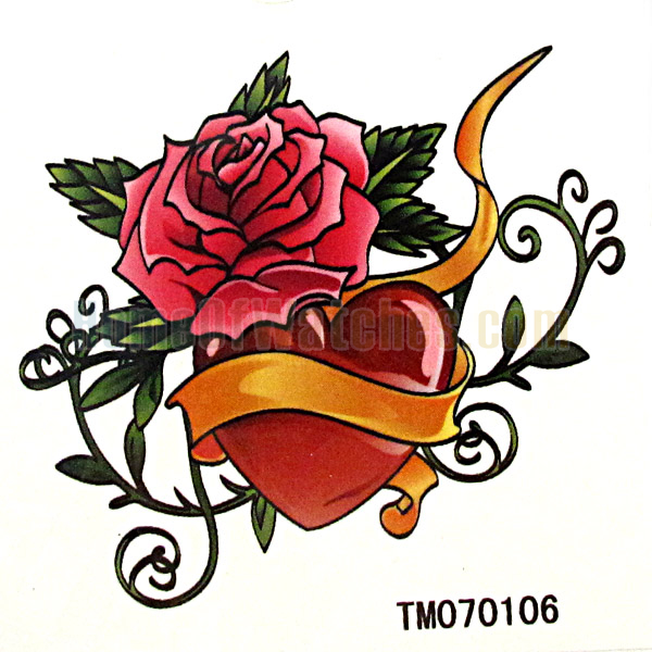 Diseño de rosas con corazon para tatuajes - Imagui