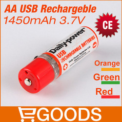 Free Shipping 50pcs Usb Battery AA! Wholesale 1450 mAh 1.2v USB Rechargeable Batteries USB CELL AA Rechargable Battery(China (Mainland))