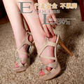 12cm Free shipping 2013 sexy style Buckle Rhinestone wedge sandals for women PU platform high heels pumps shoes JQLLD-136-8 T