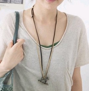 (Min Order $10 +Gift)+Free Shipping!Hot Christmas gift&amp; Vintage horse long chain, fashion jewelry z075(China (Mainland))