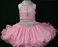 2013 girls pageant dresses Flower 2013 Custom-Made Best Flower Girl Dresses Crepe Beaded Mini Halter Ball Gown Pageant Dress