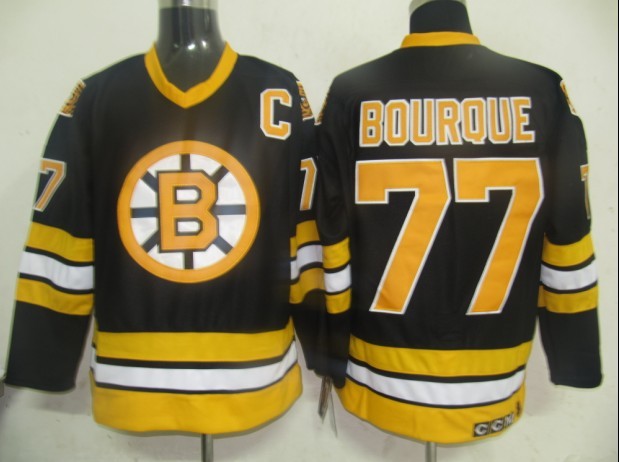 Wholesale M&N Boston Bruins #77 Bourque Black With C Patch Jerseys Sale(China (Mainland))