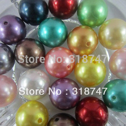 Free Shipping 65 Mixed Colour acrylic ABS pearls 24mm Acrylic Chunky Beads/Imitation Fake Pearl Beads for Necklace Jewelry(China (Mainland))
