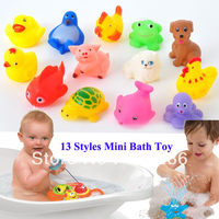 New Arrive Mixed styles Bath toy Rubber animal bath sets Bath Toys for children water games 13pcs/Set Hotsale Free shipping