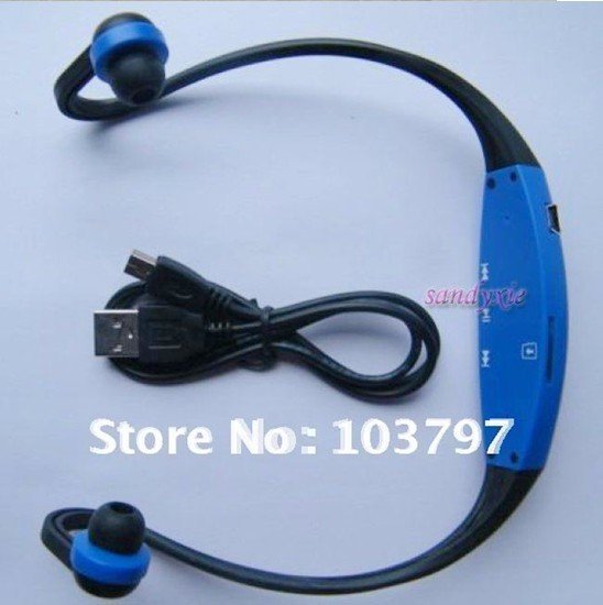 Green/Blue/Red/Black Colors Wireless Wrap Around Headphones Digital Sport MP3 Player with TF card slot(China (Mainland))
