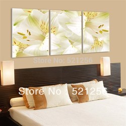 3 Panels Free Shipping Hot Sell Modern Wall Painting White Lily Flower Decorative Art Picture Paint on Canvas Prints BLAP46(China (Mainland))